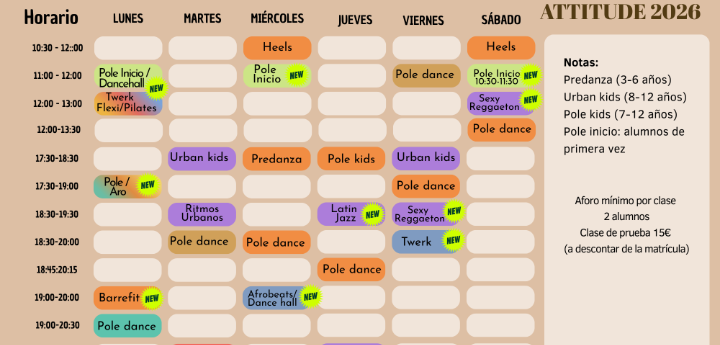 HORARIOS SALA DE BAILE